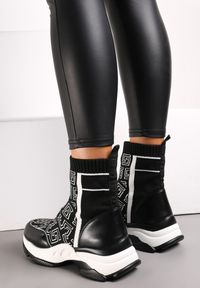 Renee - Czarne Skarpetkowe Sneakersy na Płaskiej Grubej Podeszwie Parnelia. Kolor: czarny. Szerokość cholewki: normalna #4