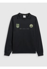 4f - 4F Longsleeve polo męski 4F x Robert Lewandowski - czarny S. Okazja: na co dzień. Typ kołnierza: polo. Kolor: czarny. Materiał: materiał, dzianina. Długość rękawa: długi rękaw. Styl: casual, klasyczny, sportowy