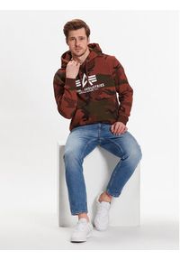 Alpha Industries Bluza Basic 178312C Brązowy Regular Fit. Kolor: brązowy. Materiał: bawełna #4