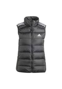 Adidas - Essentials 3-Stripes Light Down Vest. Kolor: czarny. Materiał: materiał. Długość rękawa: bez rękawów