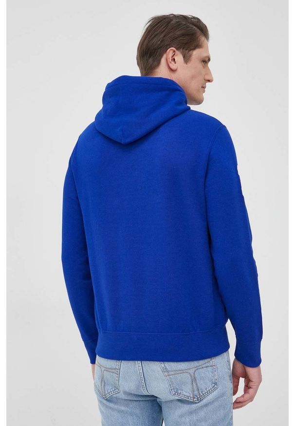 Polo Ralph Lauren bluza męska z kapturem z aplikacją. Okazja: na co dzień. Typ kołnierza: polo, kaptur. Kolor: niebieski. Wzór: aplikacja. Styl: casual