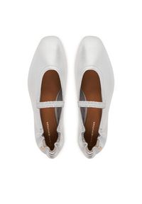 TOMMY HILFIGER - Tommy Hilfiger Baleriny Silver Lth Ellastic Ballerina FW0FW09466 Srebrny. Kolor: srebrny. Materiał: skóra #5