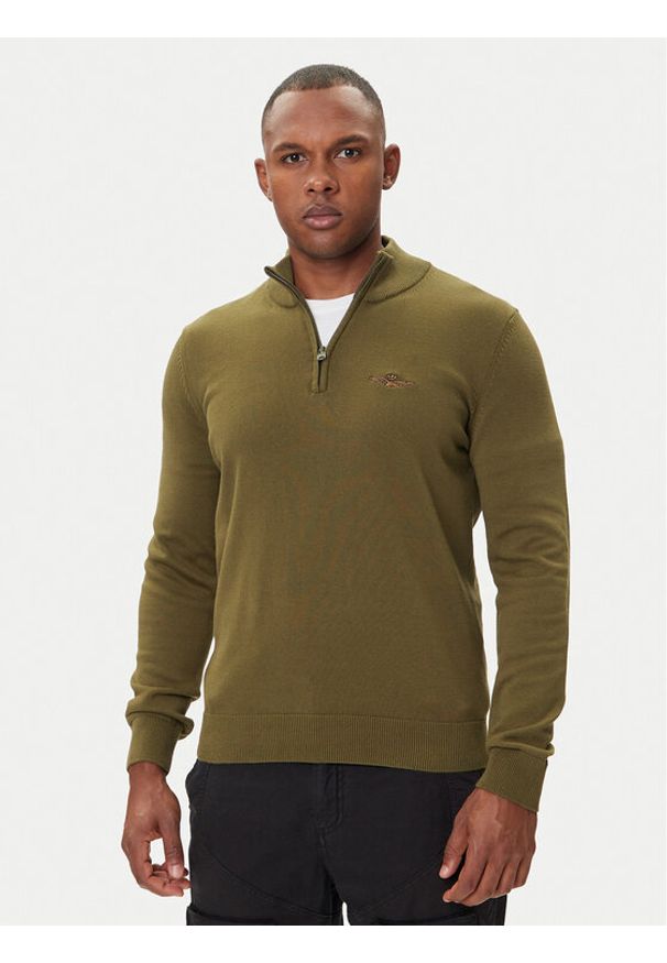 Aeronautica Militare Sweter 252MA1578UL00506 Zielony Regular Fit. Kolor: zielony. Materiał: bawełna