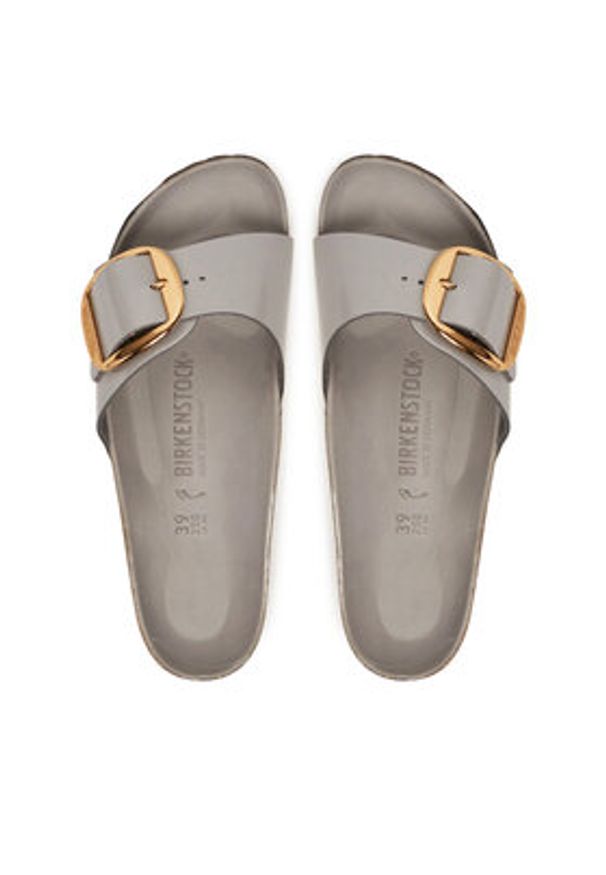 Birkenstock Klapki Madrid Big Buckle Hex 1029534 Szary. Kolor: szary. Materiał: skóra