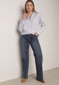 Born2be - Niebieskie Jeansy z Wysokim Stanem i Szerokimi Nogawkami Henivia. Okazja: na co dzień. Stan: podwyższony. Kolor: niebieski. Styl: casual, elegancki, klasyczny #1