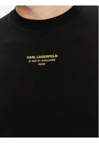 Karl Lagerfeld - KARL LAGERFELD T-Shirt 755080 542221 Czarny Regular Fit. Typ kołnierza: dekolt w karo. Kolor: czarny. Materiał: bawełna