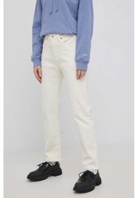 Levi's® - Levi's jeansy 501 CROP damskie high waist. Okazja: na spotkanie biznesowe. Stan: podwyższony. Kolor: beżowy. Styl: biznesowy