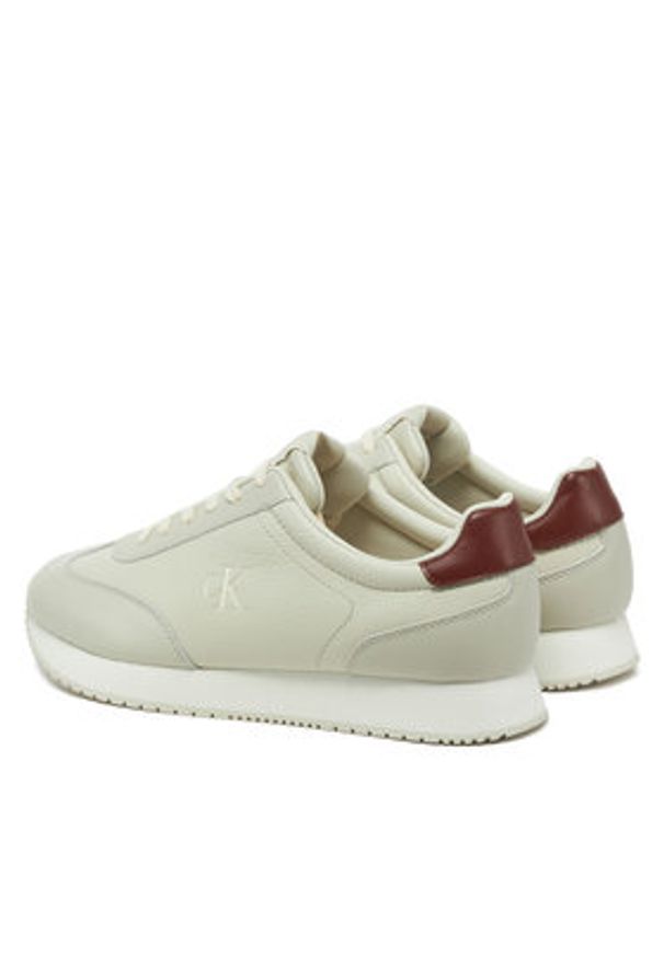 Calvin Klein Jeans Sneakersy Runner Laceup Tc YM0YM01187 Beżowy. Kolor: beżowy. Materiał: skóra