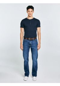 Big-Star - Koszulka męska z prążkowanej dzianiny granatowa Basicag 403. Kolor: niebieski. Materiał: prążkowany, dzianina. Wzór: gładki #2