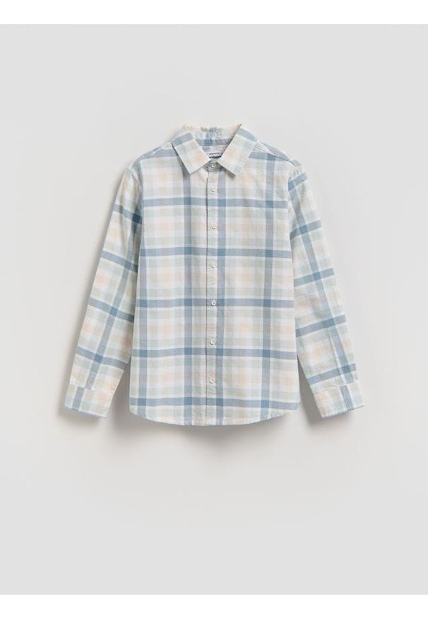 Reserved - Bawełniana koszula w kratę - jasnoniebieski. Kolor: niebieski. Materiał: bawełna