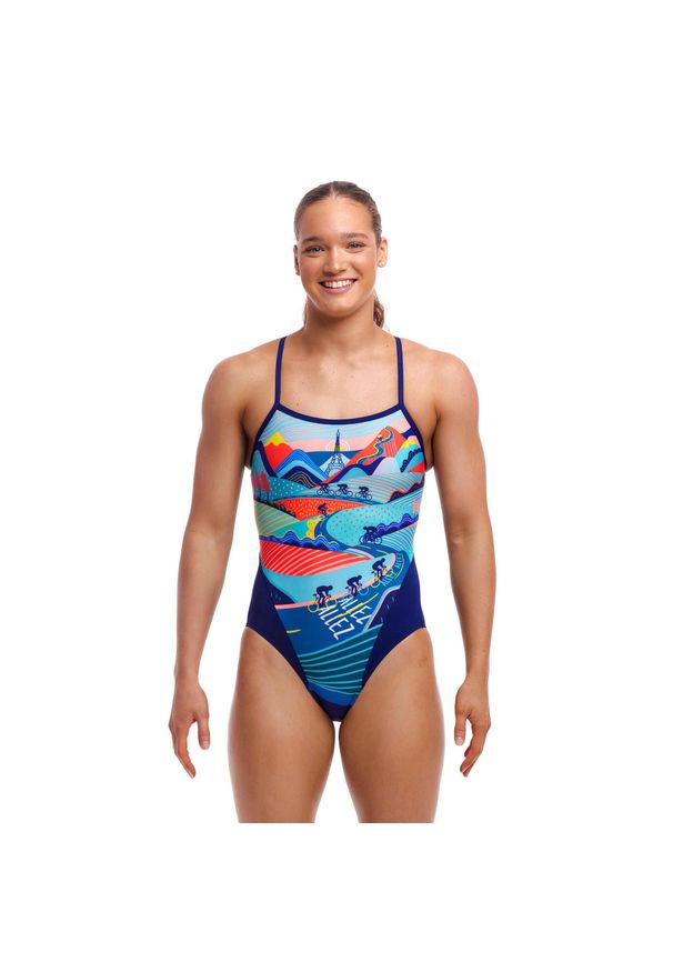 Strój do pływania FUNKITA Vive Le Funky - Single Strap. Kolor: niebieski