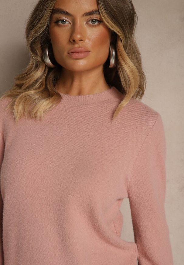 Renee - Różowy Sweter z Wełną ze Ściągaczami Furrive. Kolor: różowy. Materiał: wełna