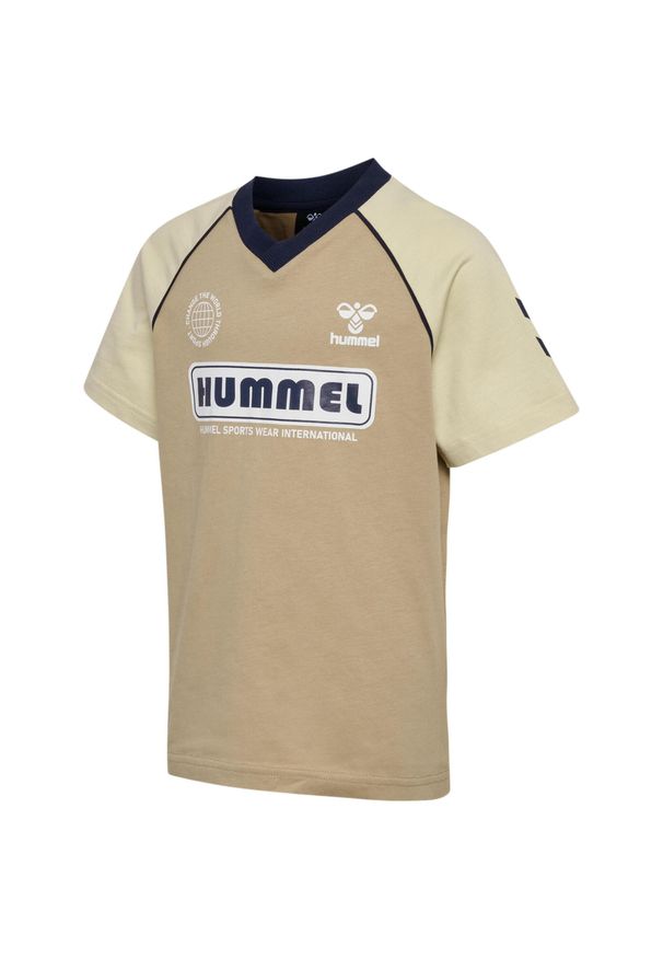 Koszulka dla dzieci Hummel Rolf. Kolor: beżowy. Materiał: jersey. Wzór: nadruk