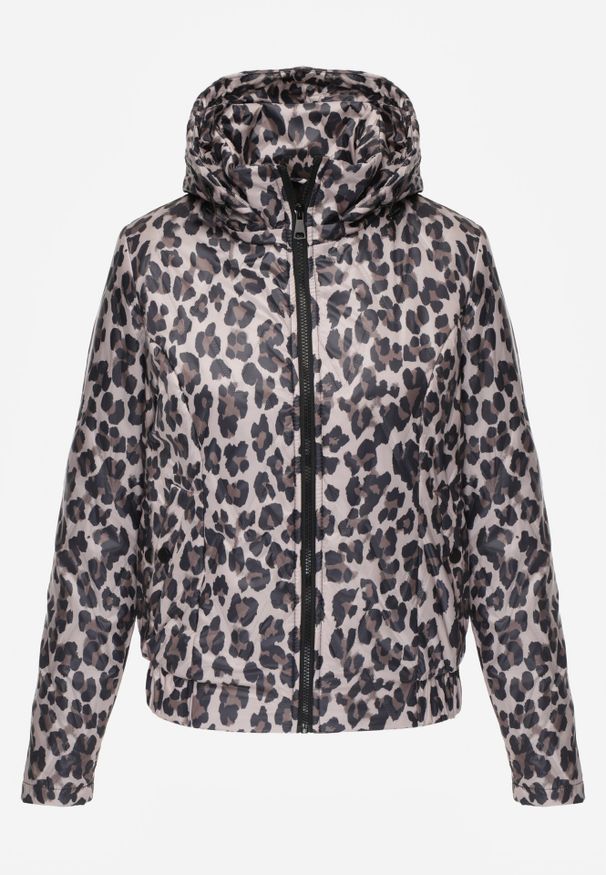 Born2be - Różowa Panterkowa Kurtka Przejściowa w Panterkę z Odpinanym Kapturem Antolea. Kolor: różowy. Materiał: poliester, jeans. Wzór: motyw zwierzęcy. Styl: klasyczny