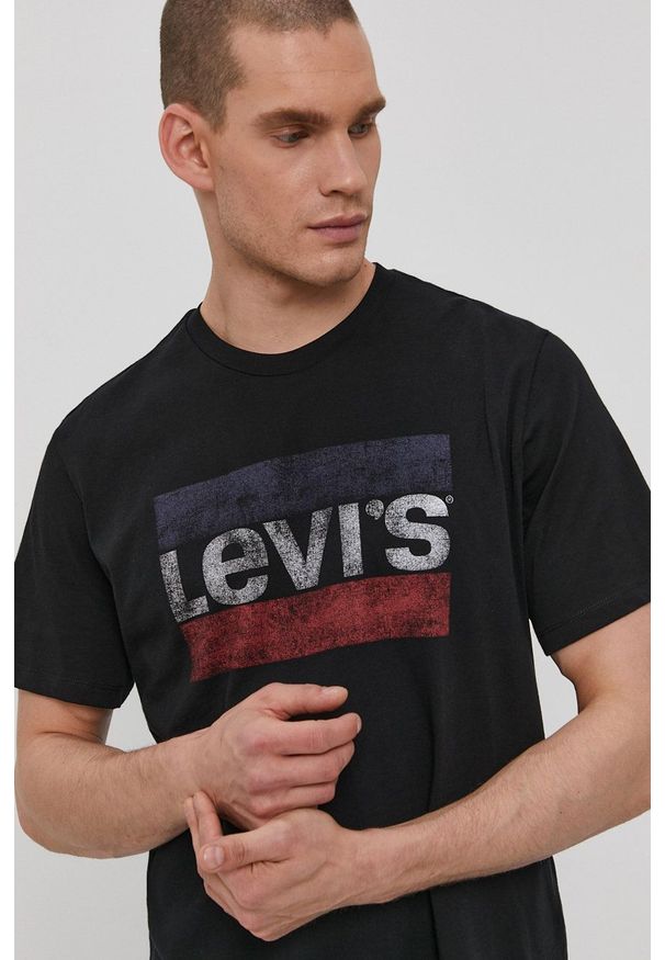 Levi's® - Levi's - T-shirt. Okazja: na co dzień, na spotkanie biznesowe. Kolor: czarny. Materiał: dzianina. Wzór: nadruk. Styl: biznesowy, casual