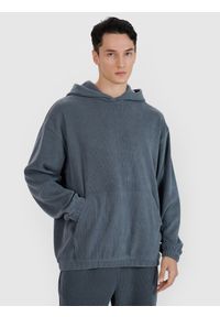 4f - 4F Bluza dresowa nierozpinana z kapturem męska - szara S. Okazja: na co dzień. Typ kołnierza: kaptur. Kolor: szary. Materiał: dresówka. Styl: sportowy, casual