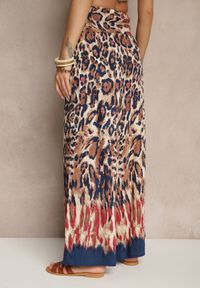 Renee - Czerwono-Granatowe Szerokie Spodnie z Wiskozy High Waist Ellirelle. Okazja: na co dzień. Stan: podwyższony. Kolor: czerwony. Materiał: wiskoza. Styl: elegancki, casual