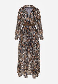 Renee - Granatowa Sukienka Bancroft z Błyszczącym Nadrukiem. Okazja: na co dzień. Kolor: niebieski. Wzór: nadruk. Sezon: wiosna. Typ sukienki: kopertowe. Styl: casual. Długość: maxi #6