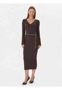 MICHAEL Michael Kors Sukienka dzianinowa MF5835G4VR Brązowy Slim Fit. Kolor: brązowy. Materiał: wełna