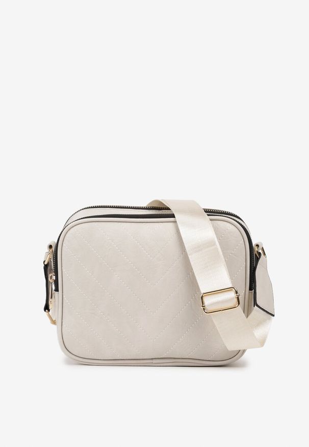 Renee - Beżowa Pikowana Torebka z Dwiema Komorami i Materiałowym Paskiem Crossbody Riola. Kolor: beżowy. Materiał: pikowane. Styl: klasyczny, wizytowy