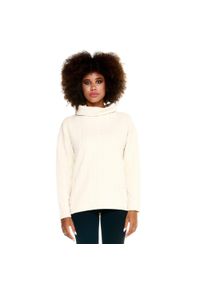 LEONE 1947 APPAREL - Szary damski sweter Leone z warkoczami. Kolor: biały. Materiał: tkanina. Sport: fitness