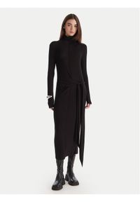Patrizia Pepe Sukienka dzianinowa 2A2958 J337 Czarny Regular Fit. Kolor: czarny. Materiał: wiskoza