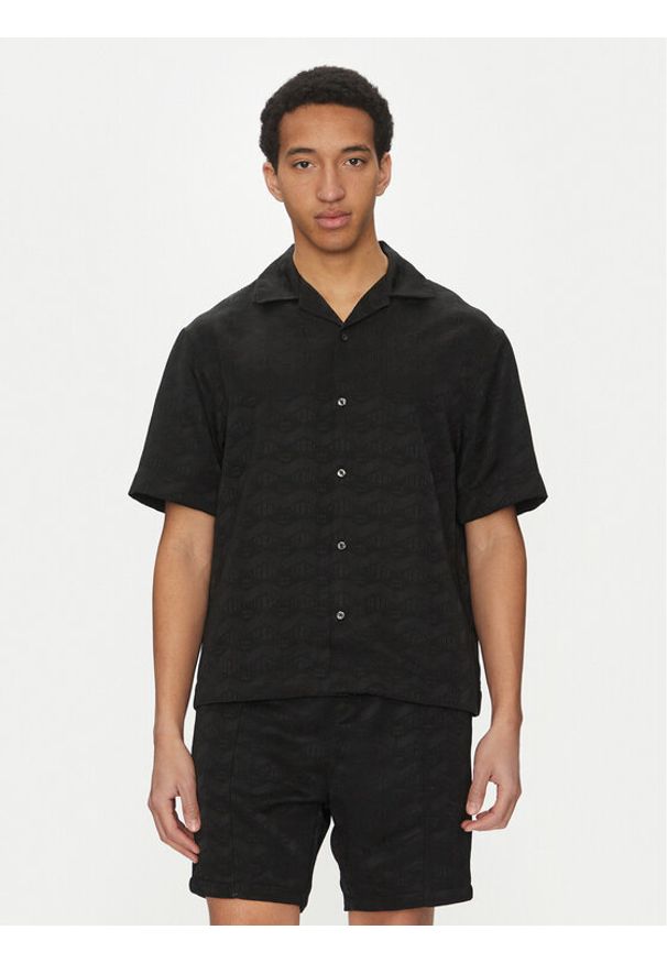 Hugo - HUGO Koszula Espino 50539288 Czarny Oversize. Kolor: czarny. Materiał: syntetyk
