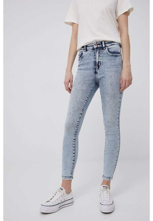only - Only jeansy Mila damskie high waist. Stan: podwyższony. Kolor: niebieski