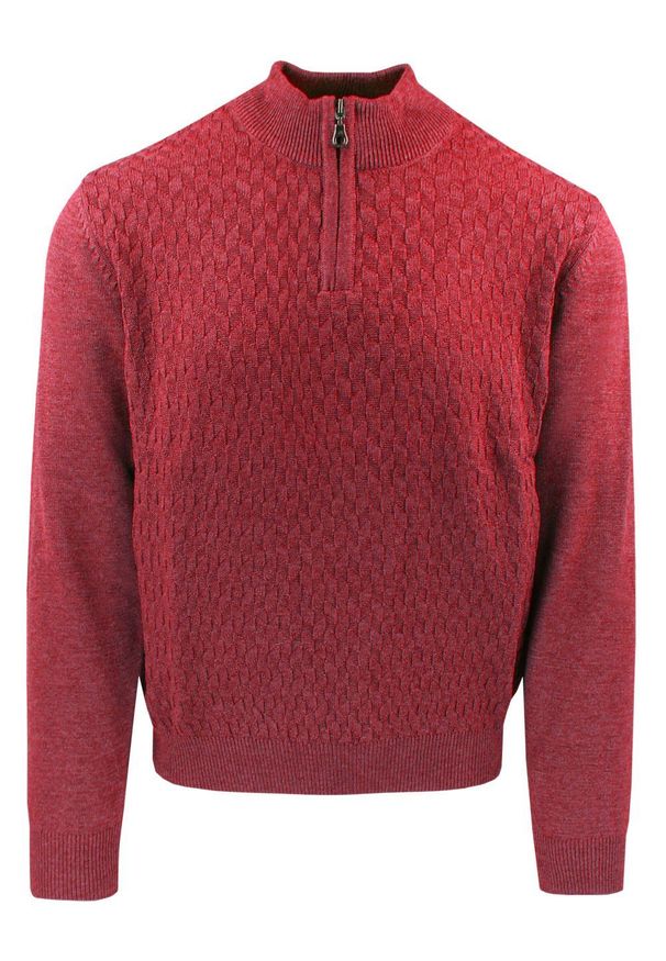 Sweter dla Mężczyzny - Lasota - Czerwony, Krótki Zamek. Kolor: czerwony. Materiał: akryl, bawełna. Długość: krótkie. Sezon: zima, jesień