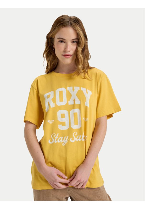 Roxy T-Shirt Hangloose The Sky ERJZT06020 Żółty Regular Fit. Kolor: żółty. Materiał: bawełna