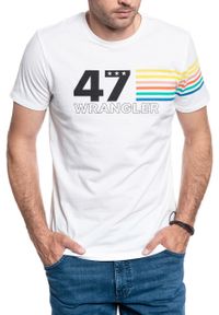 Wrangler - WRANGLER SS RAINBOW TEE OFF WHITE W7F1FK737. Kolor: biały #6