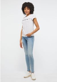 Mustang - MUSTANG Alina C Logo Tee Damski T-shirt Koszulka Light Grey Melange 1013222 4141 #3