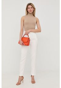 Morgan spodnie damskie kolor biały fason cygaretki high waist. Stan: podwyższony. Kolor: biały. Materiał: tkanina #2