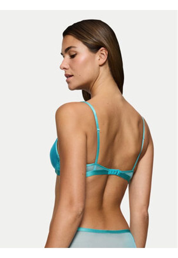 Triumph Biustonosz push-up Crazy Stupid Love 10222374 Niebieski. Kolor: niebieski. Materiał: syntetyk. Rodzaj stanika: push-up
