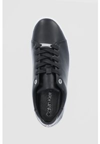 Calvin Klein Buty skórzane kolor czarny na platformie. Nosek buta: okrągły. Zapięcie: sznurówki. Kolor: czarny. Materiał: skóra. Obcas: na platformie #2