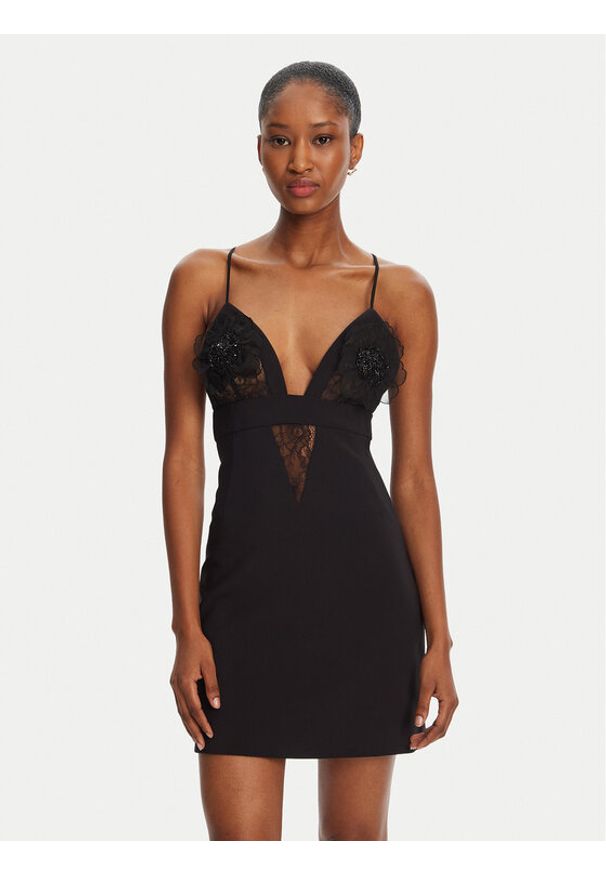 Elisabetta Franchi Sukienka koktajlowa AB72952E2-V460 Czarny Slim Fit. Kolor: czarny. Materiał: syntetyk. Styl: wizytowy