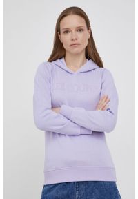 Lee Cooper bluza damska kolor fioletowy z kapturem z aplikacją. Okazja: na co dzień. Typ kołnierza: kaptur. Kolor: fioletowy. Wzór: aplikacja. Styl: casual #3
