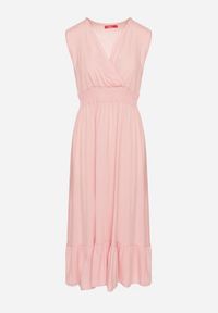 Born2be - Różowa Wiskozowa Sukienka o Kopertowym Kroju z Falbanką Uliria. Kolor: różowy. Materiał: wiskoza. Typ sukienki: kopertowe. Styl: elegancki #5