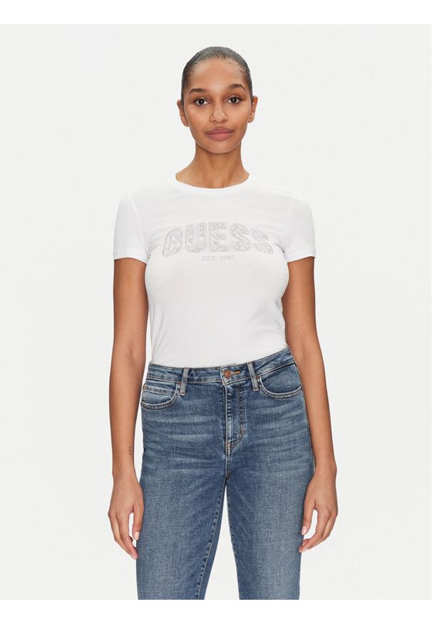 Guess T-Shirt 172699 Biały Classic Fit. Kolor: biały. Materiał: bawełna