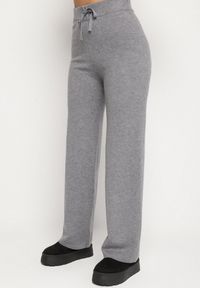 Born2be - Szary Dzianinowy Komplet z Wełną Kamizelka Długi Kardigan i Spodnie Otizela. Kolekcja: plus size. Kolor: szary. Materiał: wełna, dzianina #4