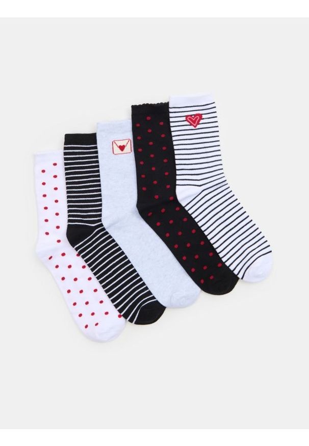 Sinsay - Prążkowane skarpetki 5 pack - wielobarwny. Materiał: prążkowany