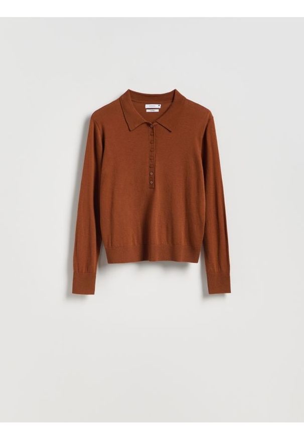 Reserved - Sweter z wełną - brązowy. Kolor: brązowy. Materiał: wełna