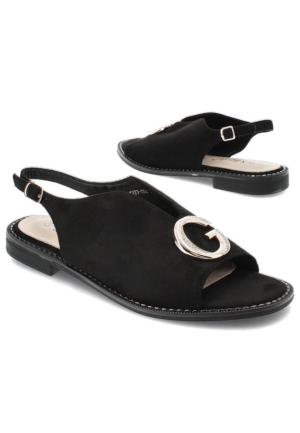 Czarne Sandały S.Barski Eleganckie Obuwie Damskie. Kolor: czarny. Materiał: materiał. Sezon: lato. Styl: elegancki