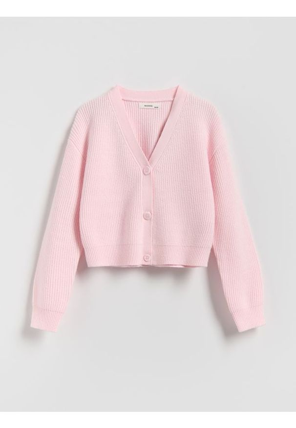 Reserved - Kardigan z dodatkiem wiskozy - pastelowy róż. Kolor: różowy. Materiał: wiskoza