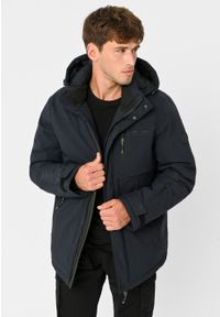 Volcano - Zimowa, wodoodporna kurtka J-SYNAPS. Typ kołnierza: kołnierzyk stójkowy. Kolekcja: plus size. Kolor: niebieski. Materiał: materiał, polar. Długość: długie. Wzór: gładki. Sezon: zima #1