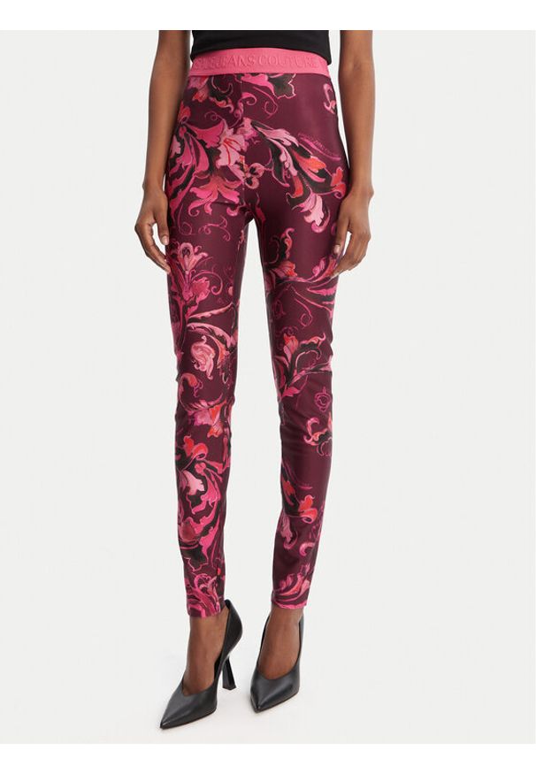 Versace Jeans Couture Legginsy 79HAC101 JS501 Różowy Slim Fit. Kolor: różowy. Materiał: syntetyk