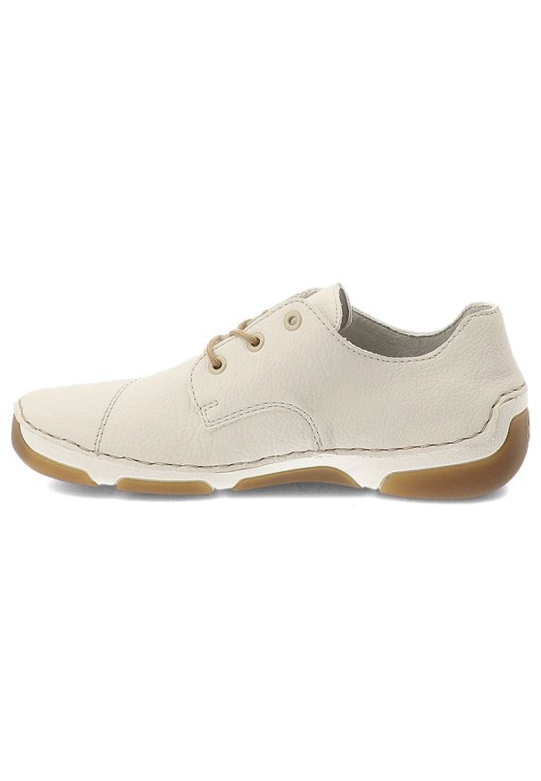 Półbuty damskie Rieker, niska klasyczna forma z wiązaniem elastyczna podeszwa zapewniająca komfort chodzenia, białe, 55920-80. Kolor: biały. Styl: klasyczny