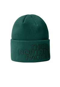 Czapka The North Face Urban Embrossed Beanie 0A7WJHNL11 - zielona. Kolor: zielony. Materiał: poliester. Wzór: aplikacja. Sezon: zima. Styl: klasyczny #1