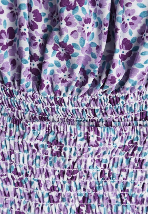 Born2be - Fioletowy 2-częściowy Bawełniany Komplet ze Spódnicą i Topem Hiszpanka Ollija. Kolor: fioletowy. Materiał: bawełna. Wzór: kwiaty