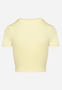 Born2be - Żółty T-shirt z Wiskozą o Dopasowanym Kroju Typu Crop Top Folirra. Okazja: na co dzień. Kolor: żółty. Materiał: wiskoza. Styl: klasyczny, casual #6